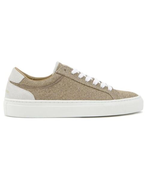 Baskets en Cuir Eugène lurex beige/doré