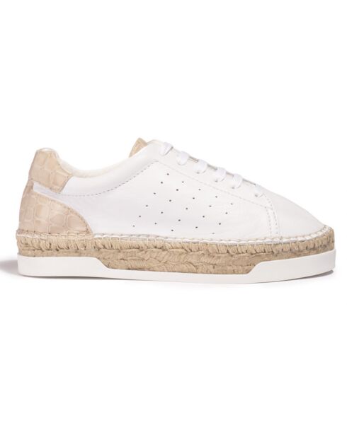 Baskets espadrilles en Cuir Lancry blanc/sable