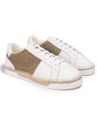 Baskets espadrilles en Cuir & Lurex Louisa blanc/doré