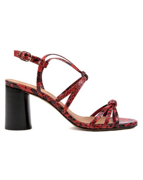 Sandales en Cuir python Clémence corail - Talon 7 cm