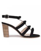 Sandales en Velours de Cuir Fiorella noires - Talon 7 cm