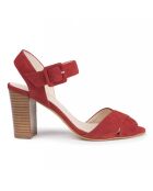 Sandales en Velours de Cuir Freddo rouges - Talon 7 cm