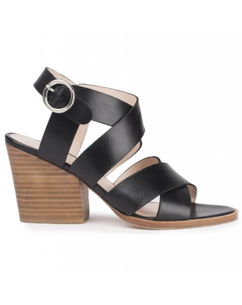 Sandales en Cuir Greta noires - Talon 8 cm