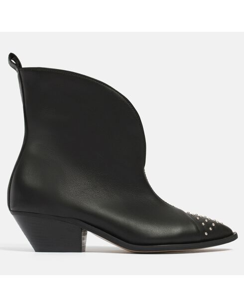 Bottines en Cuir grainé Frontier Jet noires - Talon 5 cm