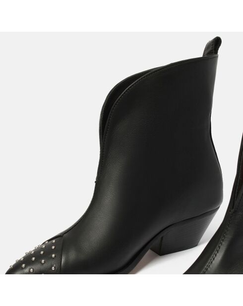 Bottines en Cuir grainé Frontier Jet noires - Talon 5 cm