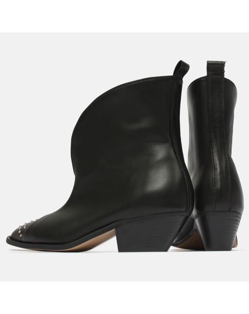 Bottines en Cuir grainé Frontier Jet noires - Talon 5 cm