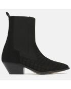 Chelsea boots en Velours de Cuir Upside Down noires - Talon 5 cm