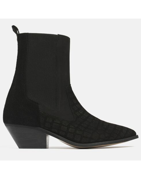 Chelsea boots en Velours de Cuir Upside Down noires - Talon 5 cm