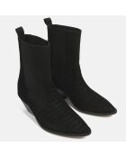 Chelsea boots en Velours de Cuir Upside Down noires - Talon 5 cm