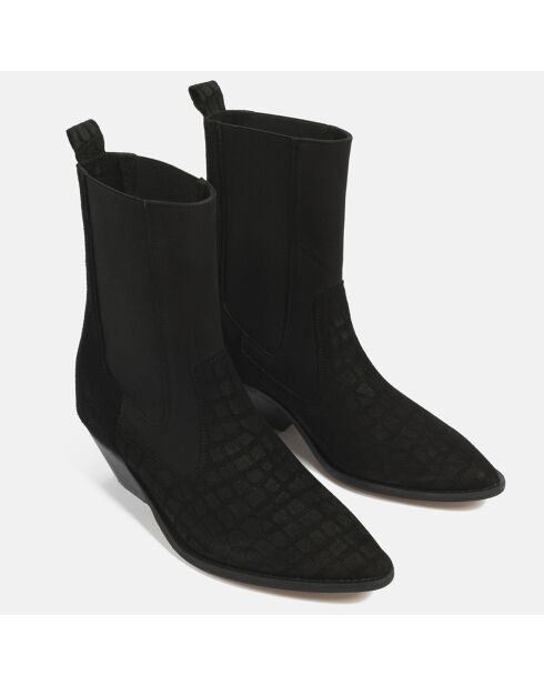 Chelsea boots en Velours de Cuir Upside Down noires - Talon 5 cm