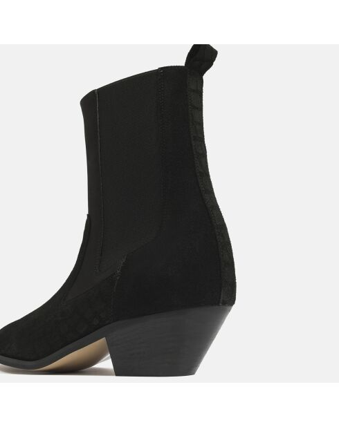 Chelsea boots en Velours de Cuir Upside Down noires - Talon 5 cm