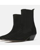 Chelsea boots en Velours de Cuir Upside Down noires - Talon 5 cm