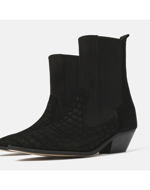 Chelsea boots en Velours de Cuir Upside Down noires - Talon 5 cm