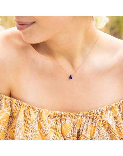 Collar Ivica Obsidian de latón dorado