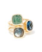 Bague Elsa Labradorite, Aventurine & Iolite en laiton doré