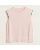 Pull en Maille Debo sans manches rayé rose pâle