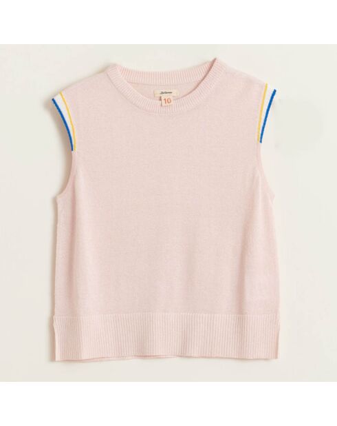Pull en Maille Debo sans manches rayé rose pâle