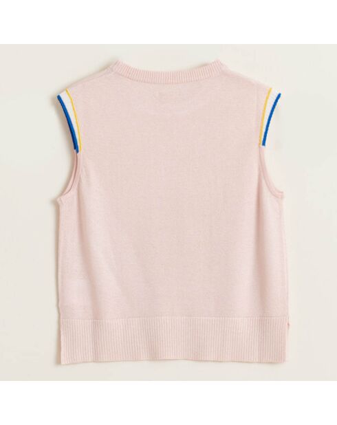 Pull en Maille Debo sans manches rayé rose pâle