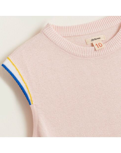 Pull en Maille Debo sans manches rayé rose pâle