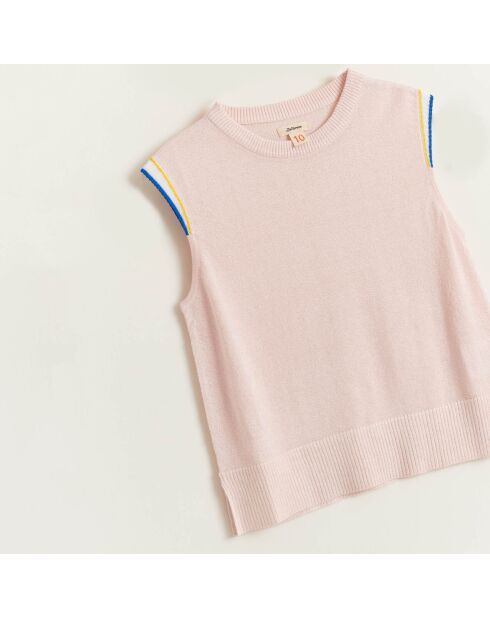 Pull en Maille Debo sans manches rayé rose pâle