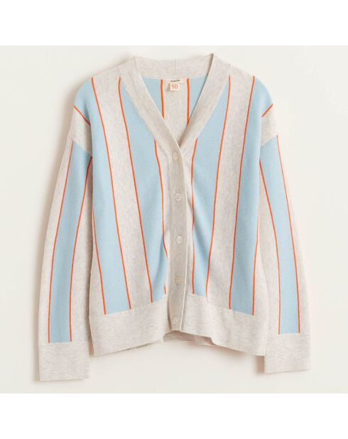 Cardigan en Maille de Coton Gemyr rayé gris/bleu