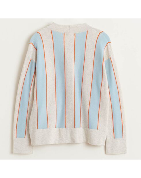 Cardigan en Maille de Coton Gemyr rayé gris/bleu