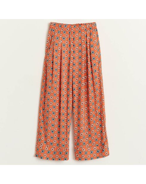 Locker geschnittene Erdnusshose mit orangem Muster