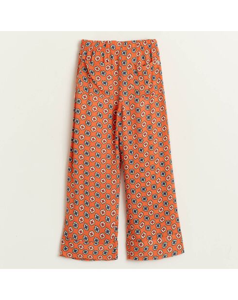Locker geschnittene Erdnusshose mit orangem Muster