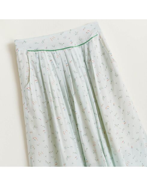 Amazone hellblau bedruckter mittellanger Rock