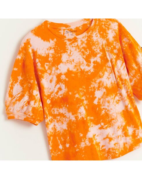 T-Shirt en Coton Adia tie & dye orange/rose