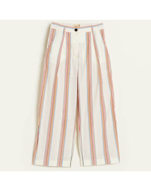 Pantalon en Coton Papa oversize rayé blanc/multicolore