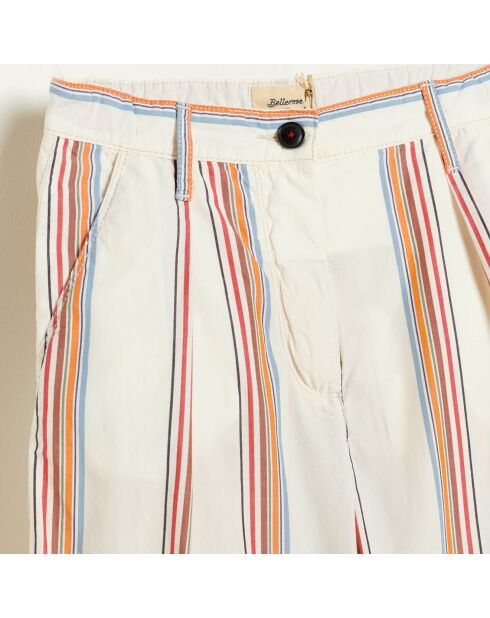 Pantalon en Coton Papa oversize rayé blanc/multicolore