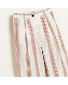 Pantalon en Coton Papa oversize rayé blanc/multicolore