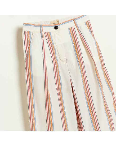 Pantalon en Coton Papa oversize rayé blanc/multicolore