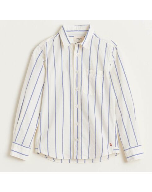 Chemise en Coton Ganix rayée blanc/bleu
