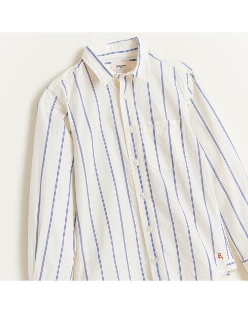 Chemise en Coton Ganix rayée blanc/bleu