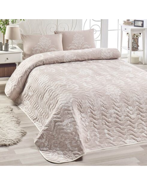Set di coperte Kraliçe beige/bianco