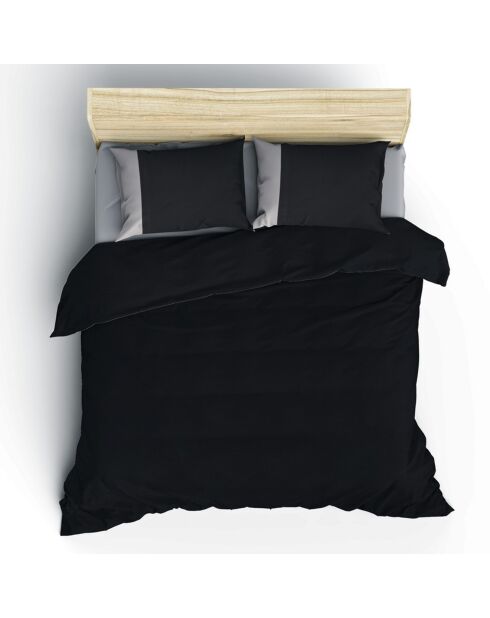 Parure housse de couette  Plain noir/gris
