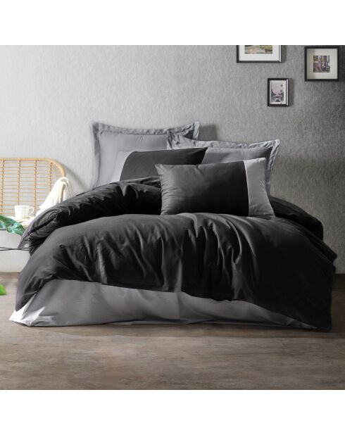 Parure housse de couette  Plain noir/gris