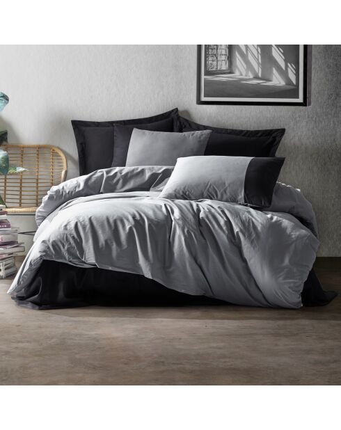 Parure housse de couette Plain gris/noir