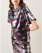 Top Sparkle en sequins multicolore