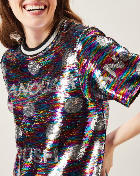 Top Sparkle en sequins multicolore