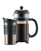 Cafetière à piston 8 tasses et mug isotherme Java noire - 0.35 L