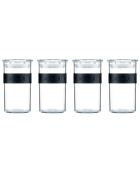 4 Bocaux conservation avec couvercle hermétique Presso noirs - 0.25 L