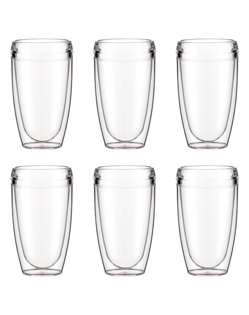 6 Gobelets double paroi incassable et réutilisable Pavina Outdoor transparents - 0.45 L