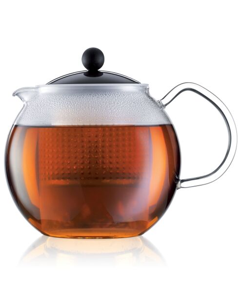 Théière à piston, couvercle, anse et filtre Assam noire - 1 L