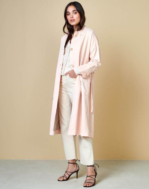 Manteau en Coton & Lin Leeto rose pâle