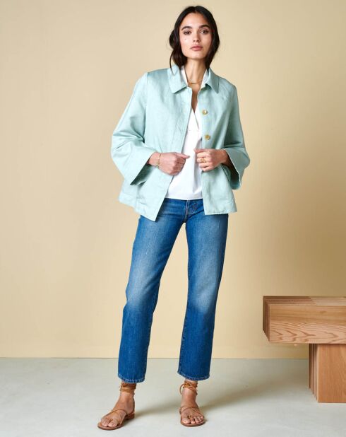 Veste en Lin & Coton Senna bleu ciel