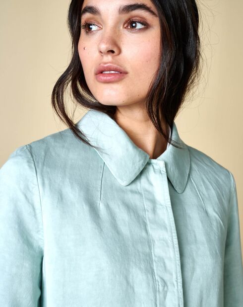 Himmelblaue Senna Jacke aus Leinen und Baumwolle
