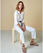Pantalon Lawal à rayures bleu ciel/blanc